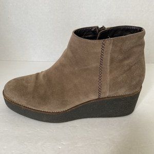 Aquatalia Vina Booties 10 Suede Platform Brown Wedge Ankle Boots